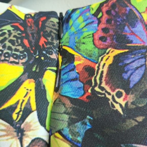 Mooerker Rainbow Butterfly Bell Flare Short Sleeve Dress Ladiss Size Medium - Picture 5 of 11